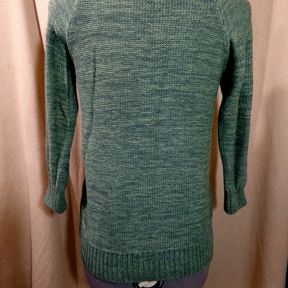 LL. BEAN Crew neck Crochet knit sweater top XS Olive Green Cable knit pullover - Picture 7 of 8
